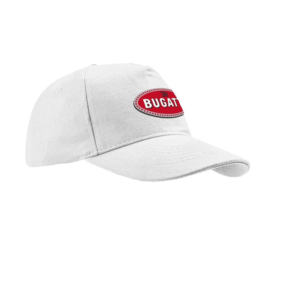 Bugatti Baseball Embroidered Macaron Patch Cap Hat - White - Official Licensed Merchandise