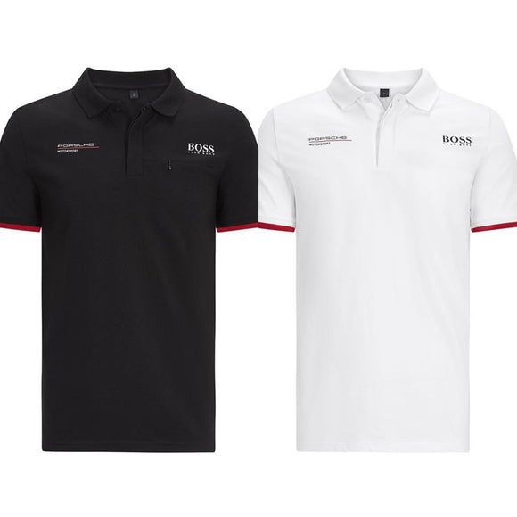 Porsche Motorsport Men’s Team Polo Shirt - BLACK OR WHITE - Official Licensed Replica Team Wear