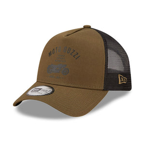 Moto Guzzi Essential 9Forty New Era Trucker Cap Hat - Olive Green - Official Licensed Vespa Merchandise