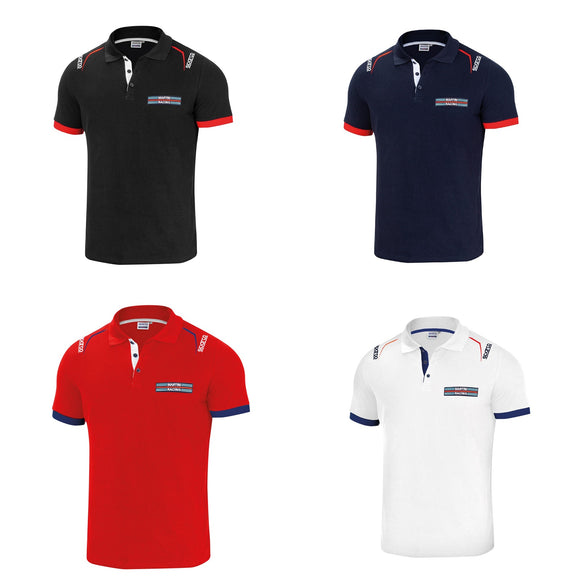 Sparco Martini Racing Embroidered Polo Shirt - Black / Blue / Red / White - 4 Colours Available