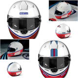 Sparco Martini Racing Air Pro RF-5w Helmet FIA Approved Full Face Helmet - Logo or Stripe Design Available
