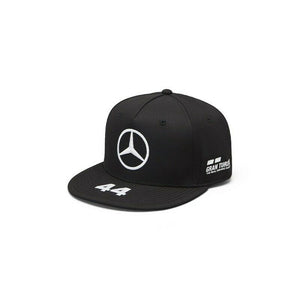 Mercedes AMG Petronas F1 Team Lewis Hamilton Flat Brim Baseball Hat Cap - BLACK - Official Licensed Mercedes AMG Petronas Motorsport Merchandise