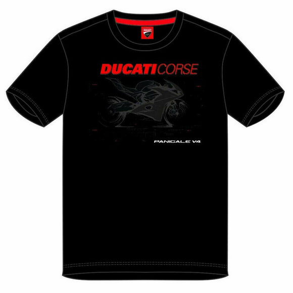 Ducati Corse MotoGP Men’s Panigale V4 T-Shirt - Black - Official Licensed Ducati Merchandise