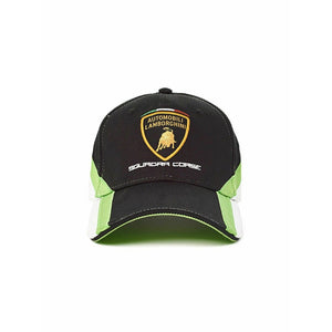 Lamborghini Squadra Corse Baseball Cap Hat - Black / Lime - Kids Size - Official Lamborghini Merchandise