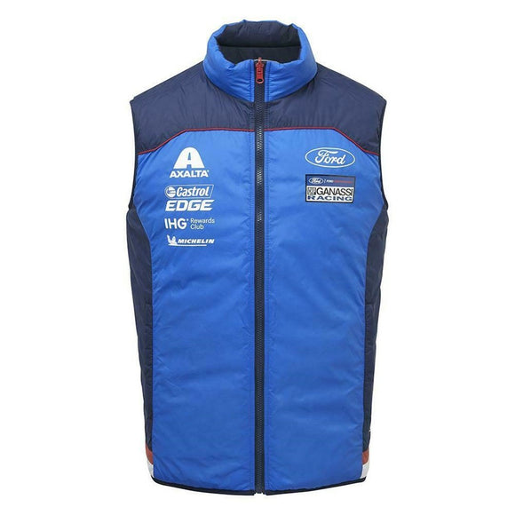 Ford Performance Axalta Ganussi GT Racing Team Replica Mens REVERSIBLE Gilet Bodywarmer - BLUE - Official Licensed Ford Performance Merchandise