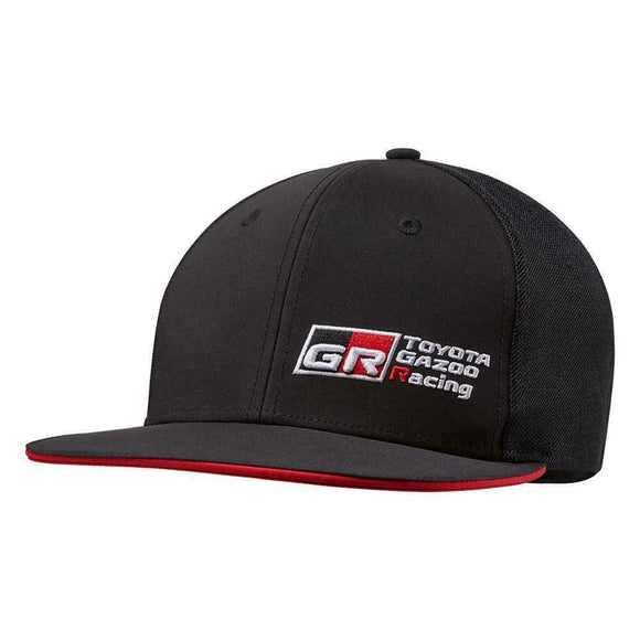 Toyota Gazoo Racing Flat Brim Snapback Cap Hat - BLACK / RED - Official Licensed Toyota Gazoo Racing Merchandise