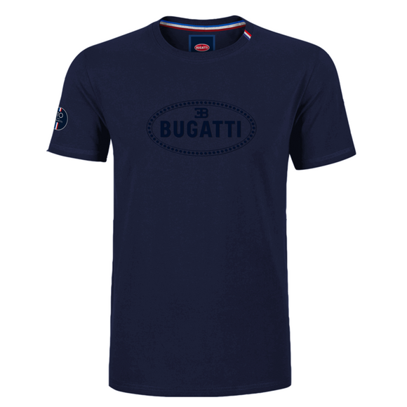 Bugatti 110th Anniversary Macaron T Shirt - Blue - Official Licensed Merchandise