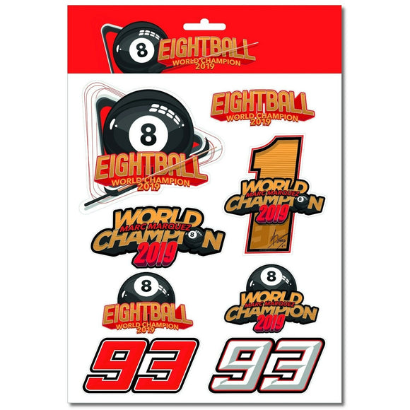 Marc Marquez #93 MotoGP Sticker Sheet Bike Decals World Champion 2019 - Official Licensed Marc Marquez #93 Merchandise