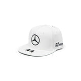 Mercedes AMG Petronas F1 Team Lewis Hamilton Flat Brim Baseball Hat Cap - WHITE - Official Licensed Mercedes AMG Petronas Motorsport Merchandise