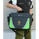Lamborghini Squadra Corse Messenger Bag / Laptop Bag - Black / Lime - Official Lamborghini Merchandise
