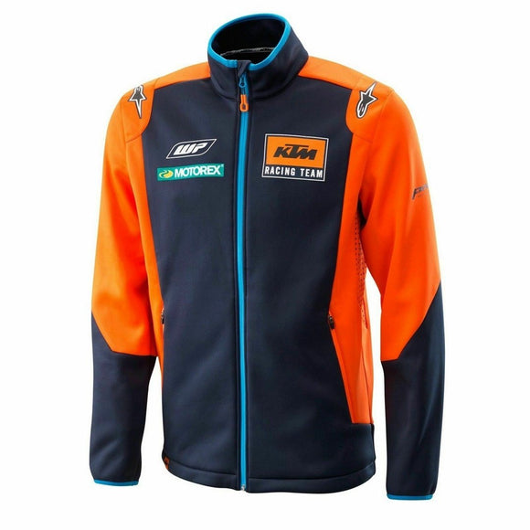 Red Bull KTM Racing Official Teamline Full Zip Soft Shell Jacket - Blue / Orange - Official Factory Racing Shop Product by Alpinestars