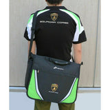 Lamborghini Squadra Corse Messenger Bag / Laptop Bag - Black / Lime - Official Lamborghini Merchandise