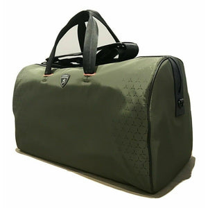 Lamborghini Y Shape Print Holdall Duffle Bag In Nylon - Olive Green - Official Lamborghini Merchandise