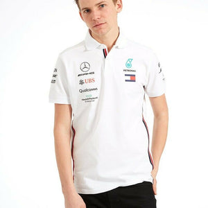 Mercedes AMG Petronas F1 Team Lewis Hamilton Polo Shirt - WHITE - Official Licensed Mercedes AMG Petronas Motorsport Merchandise