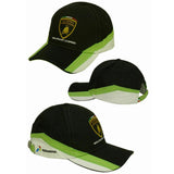 Lamborghini Squadra Corse Baseball Cap Hat - Black / Lime - Kids Size - Official Lamborghini Merchandise