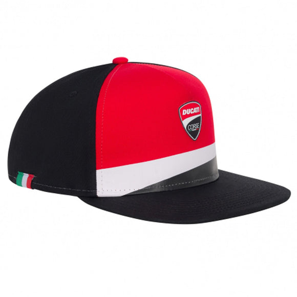 2020 Ducati Corse Racing MotoGP Flat Brim Cap Adult Size - BLACK / RED - Official Licensed Ducati Corse Merchandise