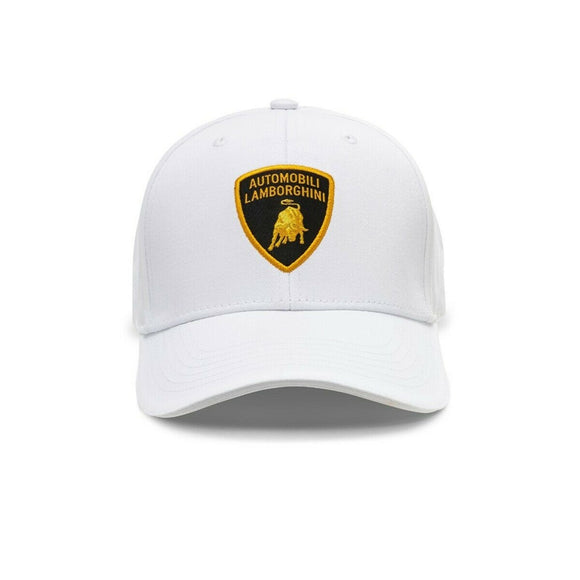Lamborghini Classic Shield Baseball Cap Hat - White - Official Lamborghini Merchandise
