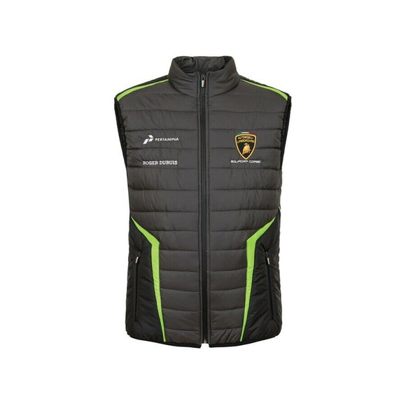 Lamborghini Squadra Corse Womens Black Padded Gilet Bodywarmer - Black - Official Lamborghini Merchandise